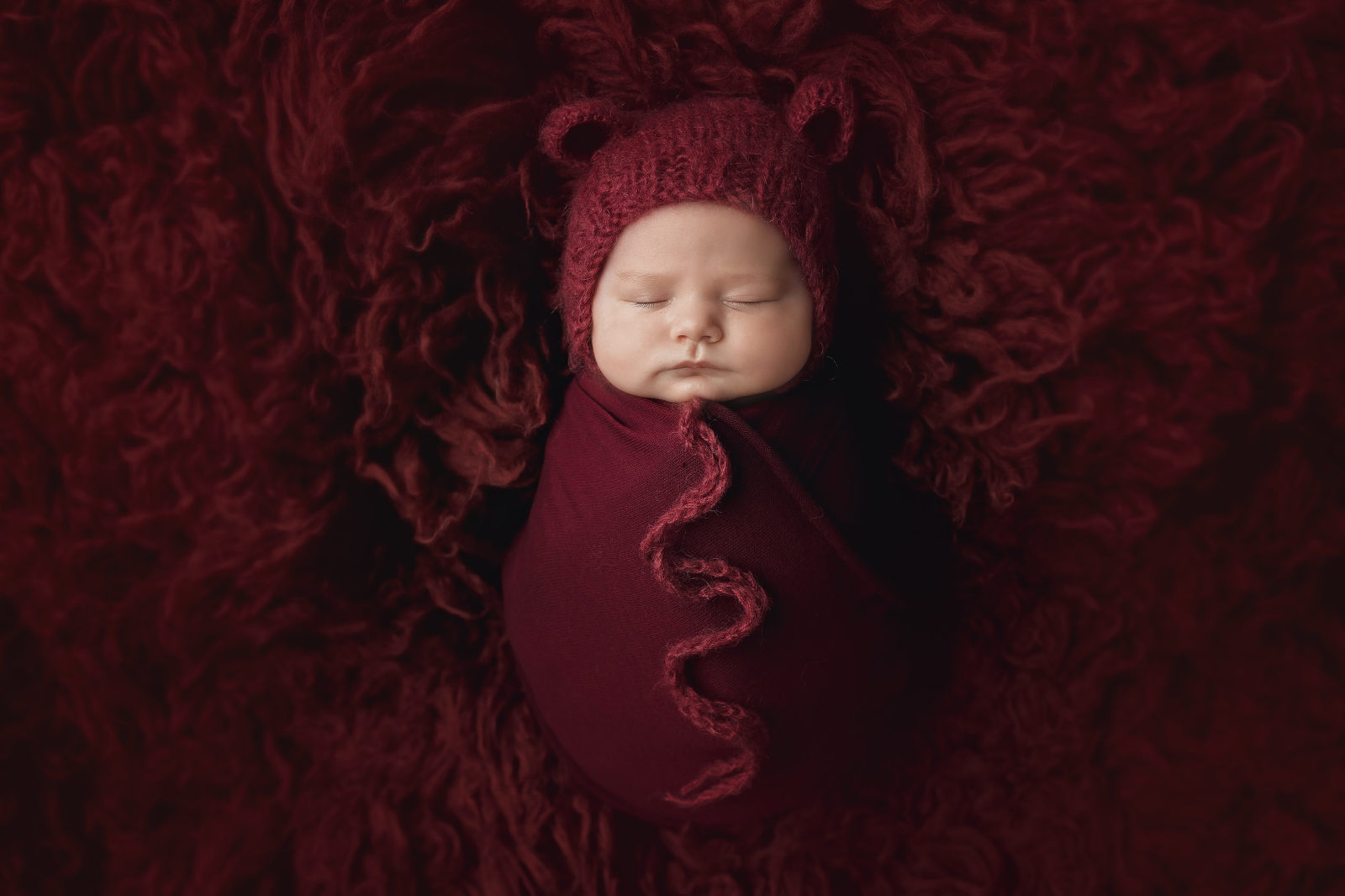 teddy bear bonnet maroon flokati